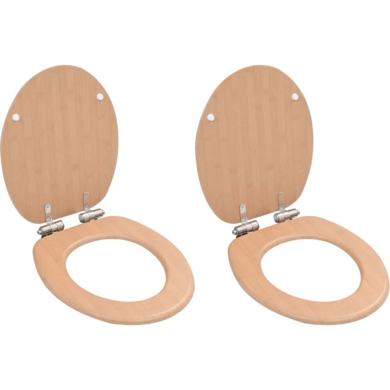 vidaXL 2 stk. toiletsæde MDF bambusdesign, soft-close