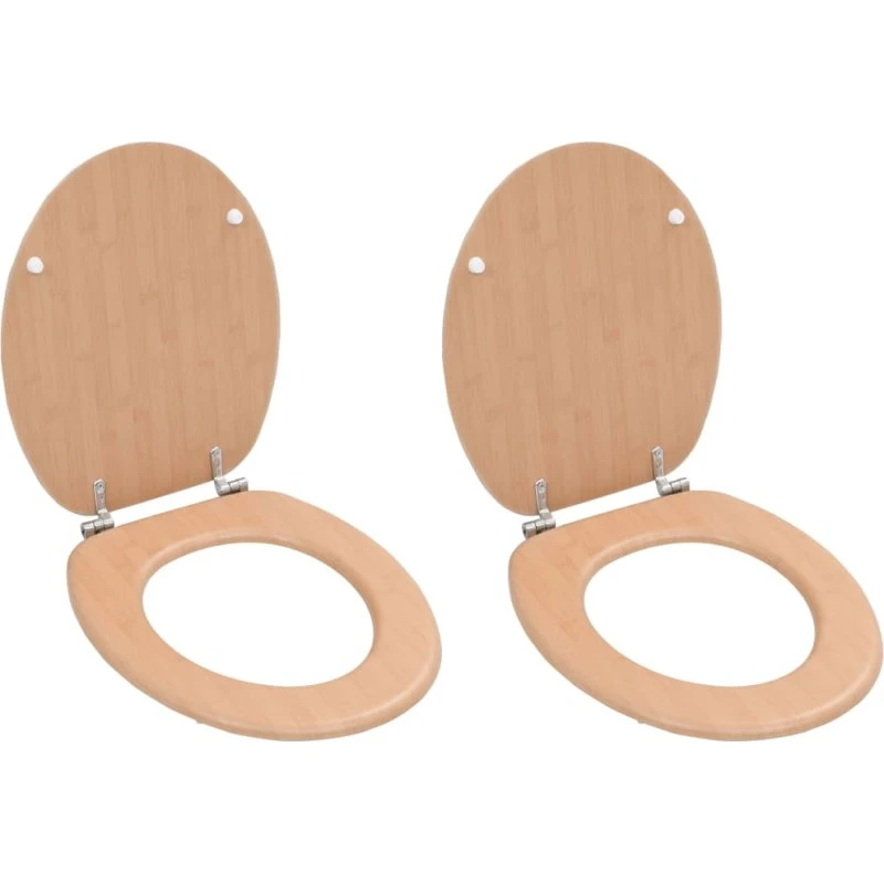 vidaXL 2x toiletsæder i MDF, bambusdesign, justerbare hængsler