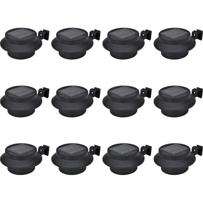 vidaXL soldrevne hegnslamper LED 12 stk. sort