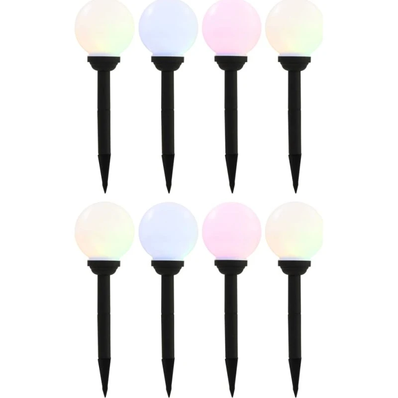 vidaXL soldrevne udendørslamper LED 8 stk. 15 cm runde RGB
