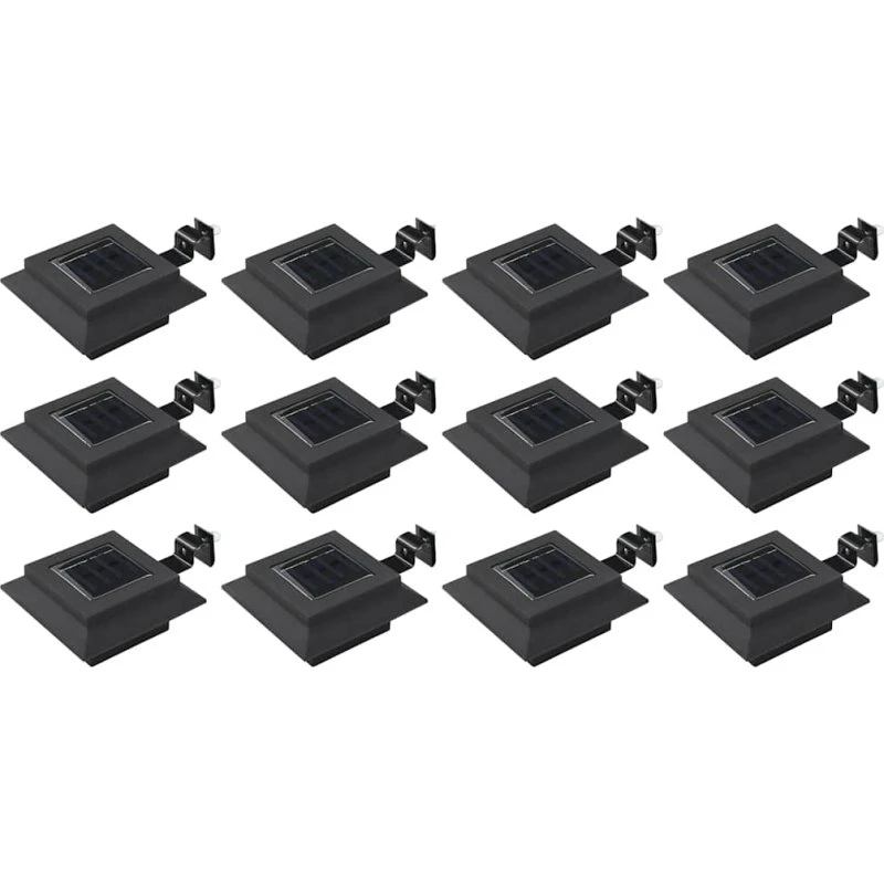 vidaXL soldrevne udendørslamper LED 12 stk. 12 cm firkantet sort
