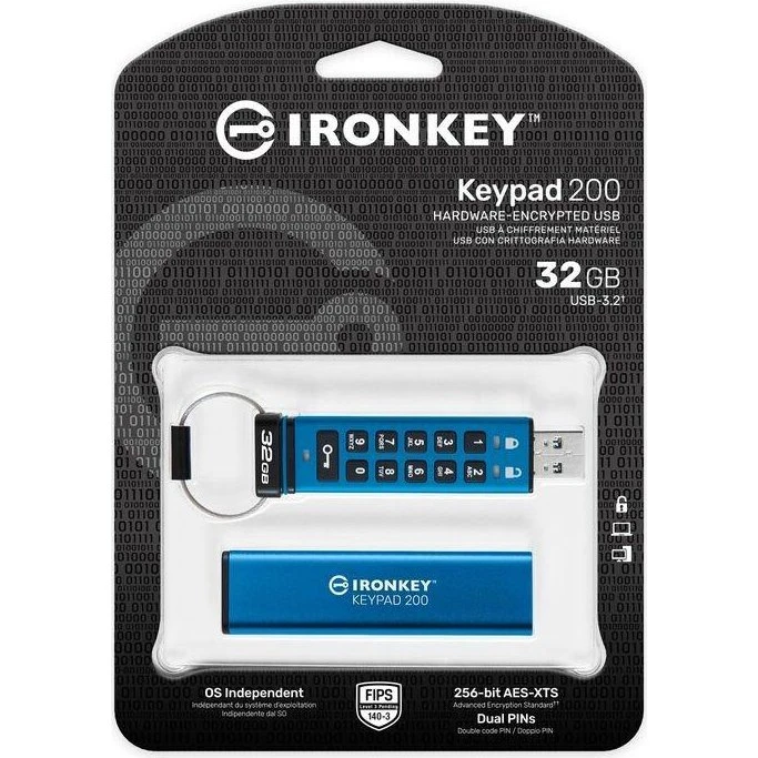 Kingston IronKey Keypad 200 32 GB - Blå
