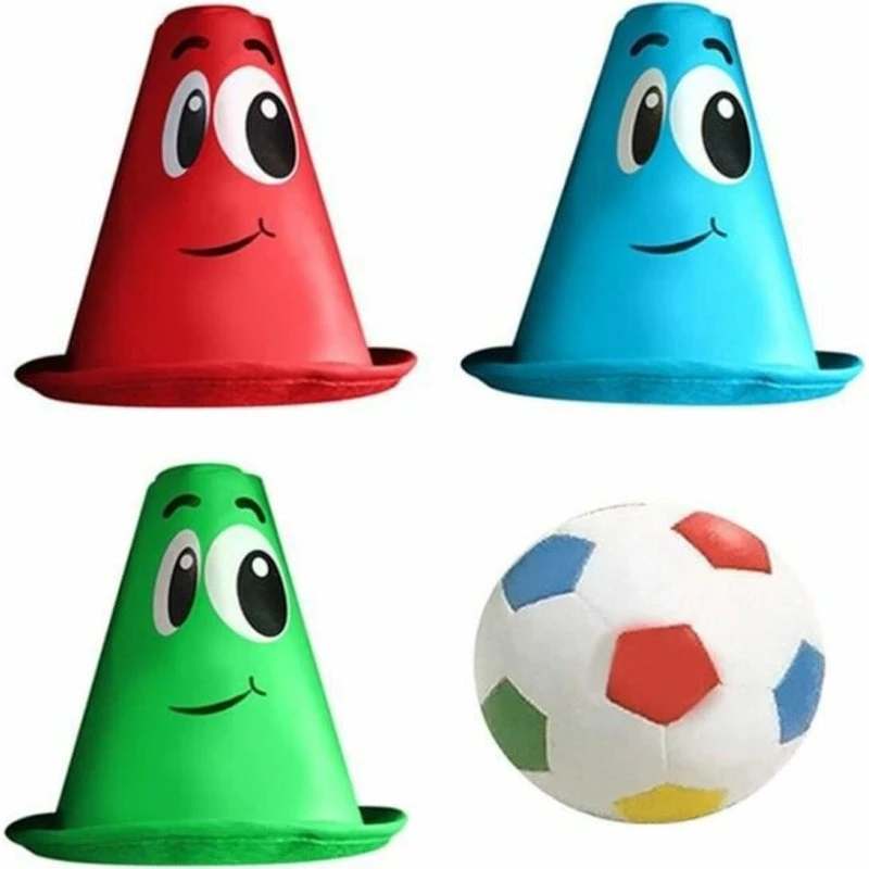 Stamp færdighedsspil - træningssæt med fodbold og kegler