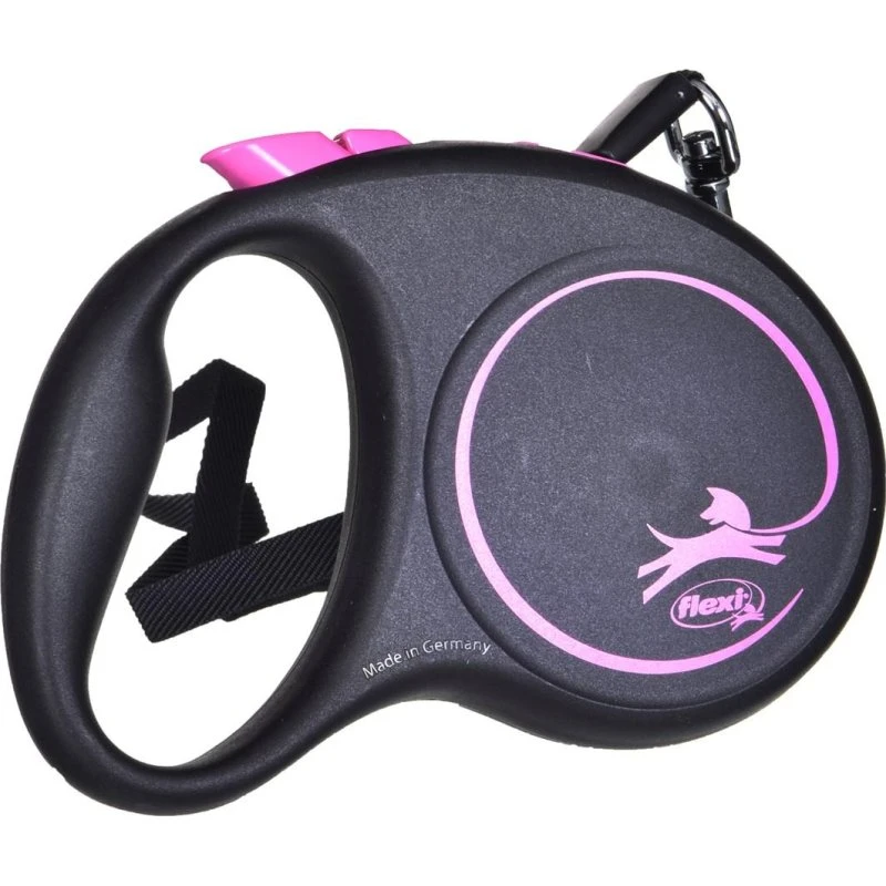 flexi Black Design rulleline S 5 m Sort/Pink (op til 15 kg)