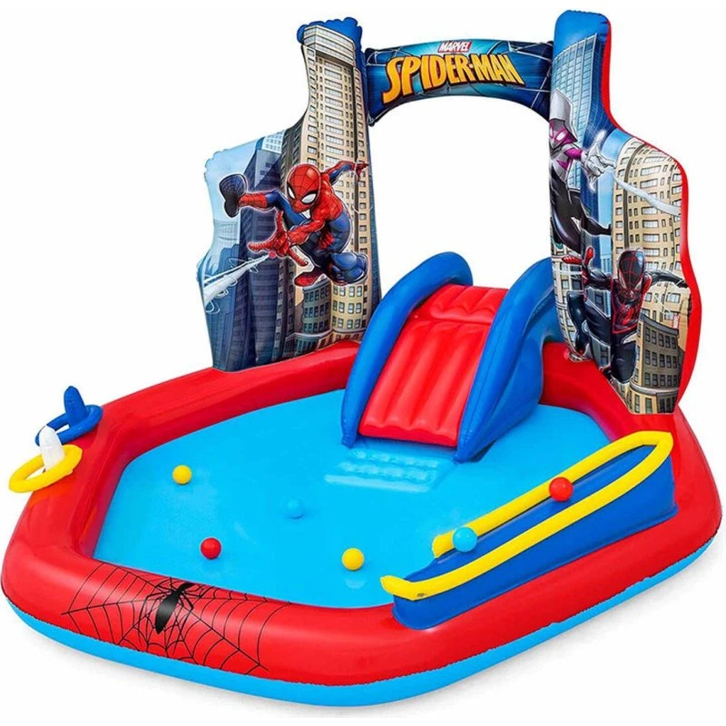 Bestway Spiderman oppusteligt legecenter og børnebassin 211×206×127 cm