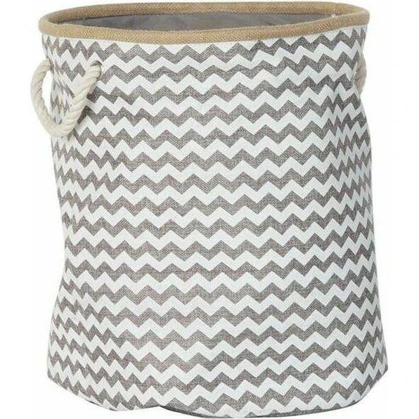 DKD Home Decor dekokurv i jute, hvid/grå zigzag 38×38×45 cm