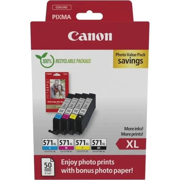 Canon CLI-571XL Photo Value Pack (Sort/Cyan/Magenta/Gul)