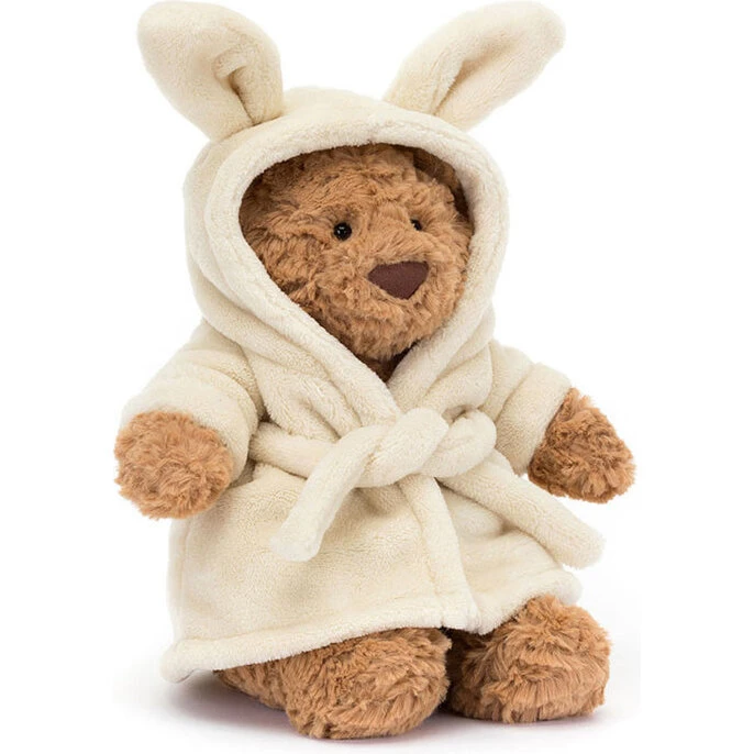 Jellycat Bartholomew Bjørn med morgenkåbe, 28 cm