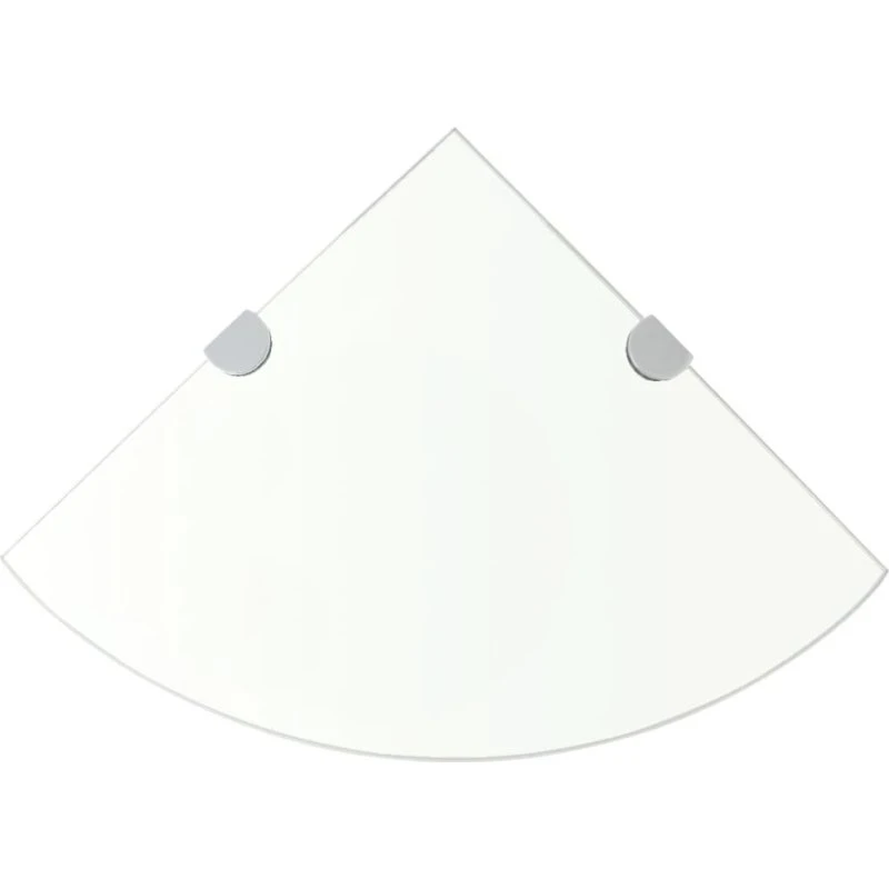 vidaXL hjørnehylde med krombeslag, klart glas 25x25 cm