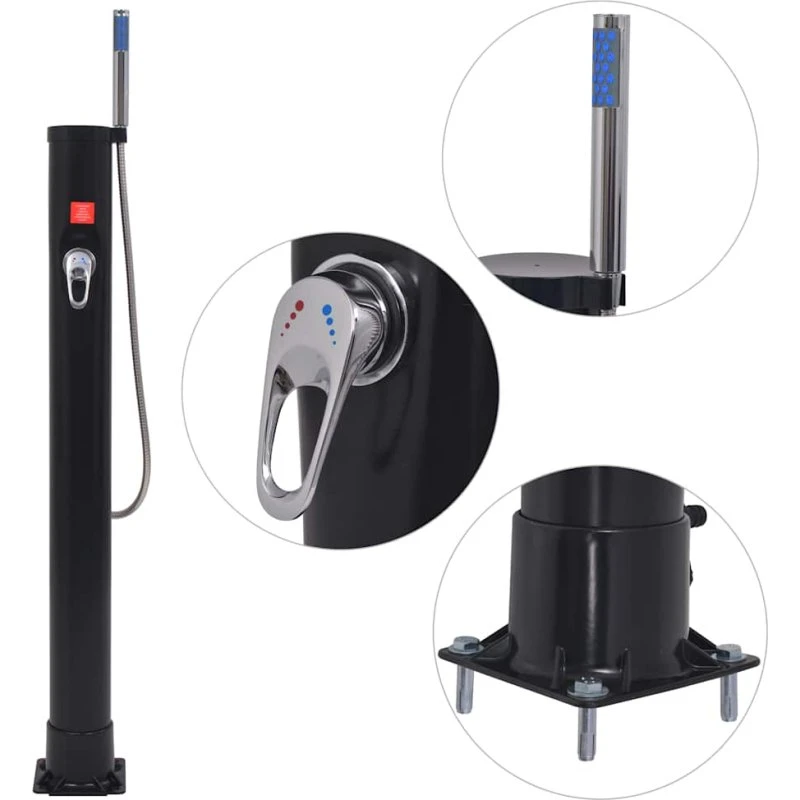 vidaXL solopvarmet bruser 8 L PVC med stålstand - sort