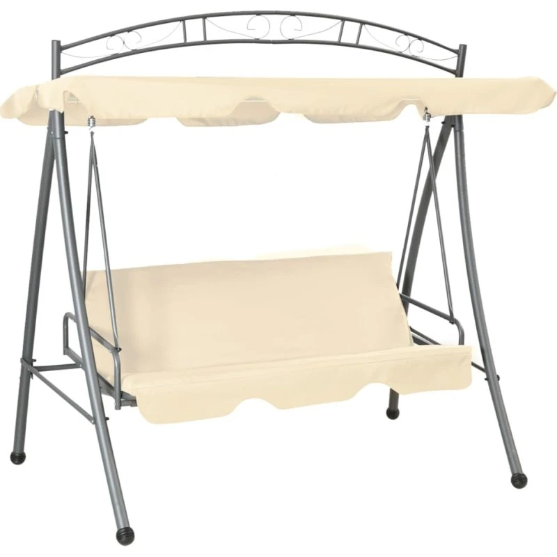 vidaXL konvertibel gyngesofa med baldakin, sandhvid