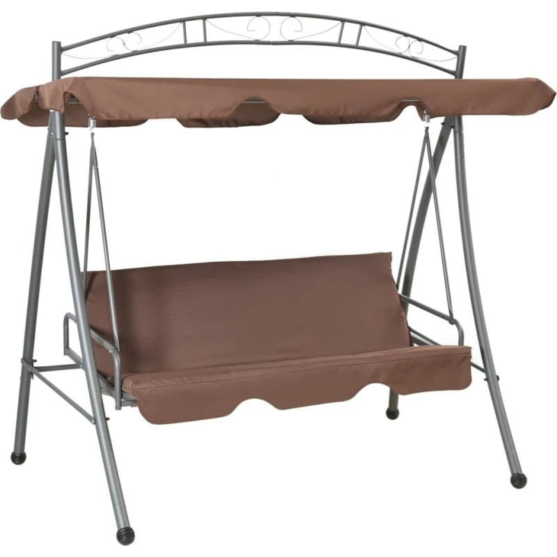 vidaXL udendørs konvertibel gyngesofa med baldakin kaffefarvet