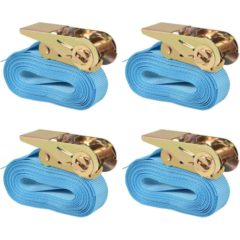 vidaXL surringsbånd med skralde 4 stk. 0,8 t 6 m x 25 mm blå