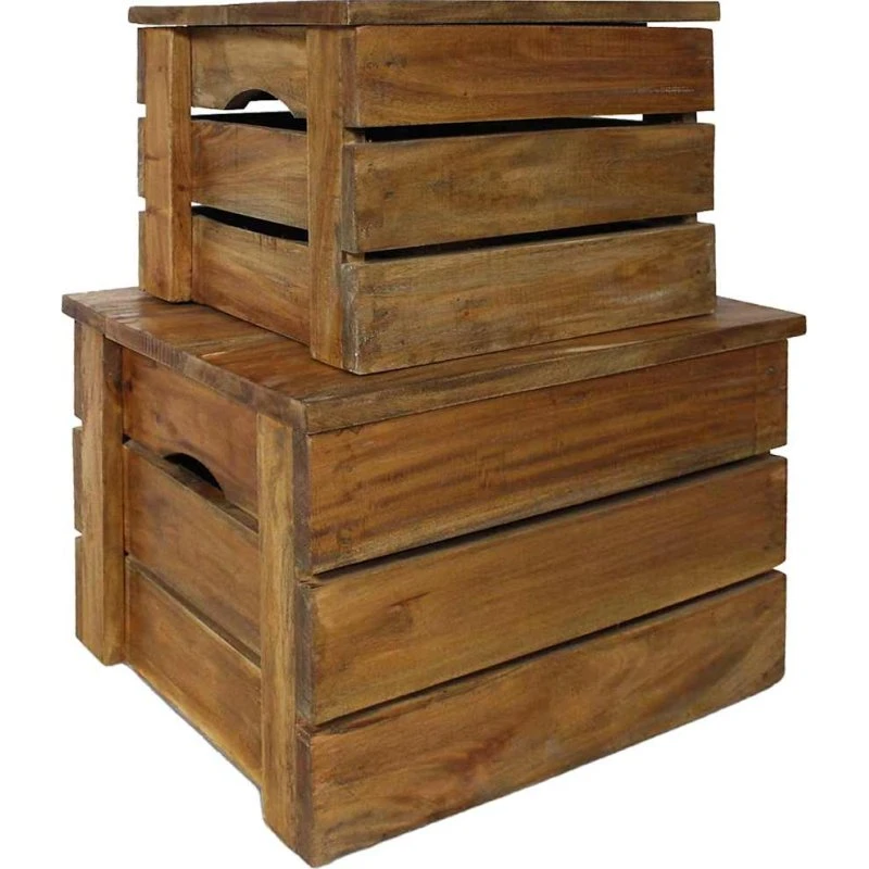 vidaXL opbevaringskasser 2 stk. i massivt mahognitræ