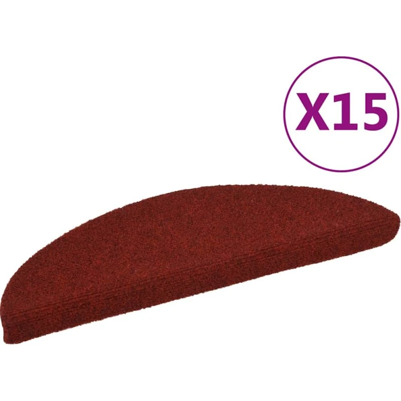 vidaXL Selvklæbende trappemåtter 15 stk 56x17x3 cm Bordeaux