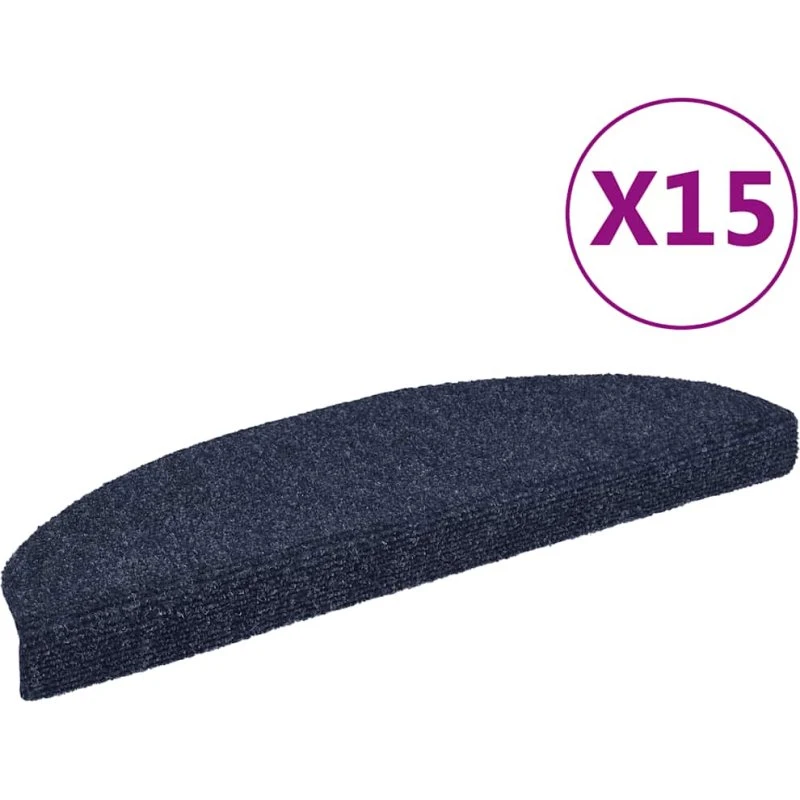 vidaXL selvklæbende trappemåtter 15 stk 65x21x4 cm blå (halvrunde)