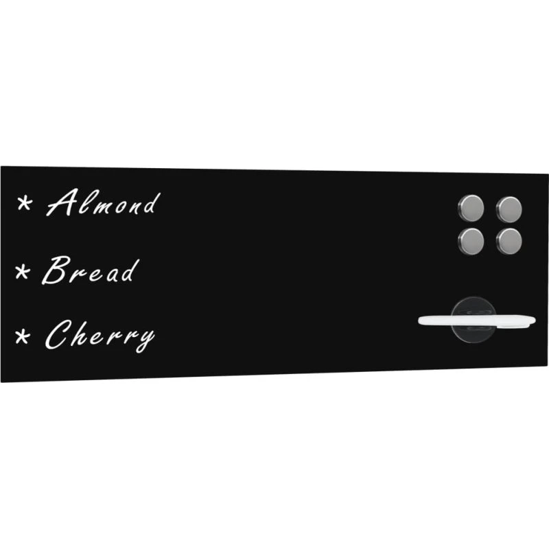 vidaXL vægmonteret magnetisk glas-tavle 60 x 20 cm, sort