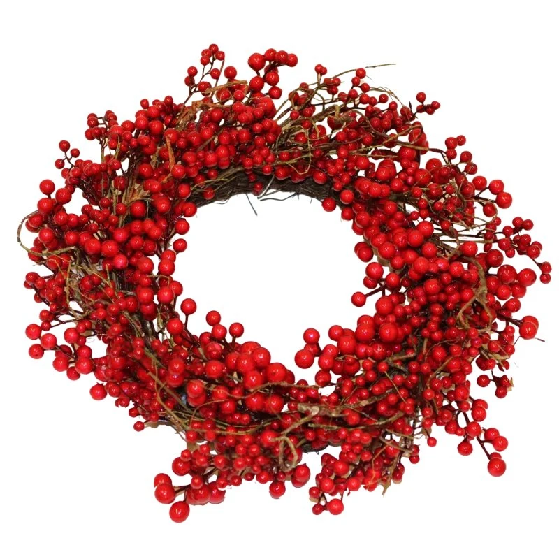NORDIC WINTER kunstig krans Ø60 cm med røde bær