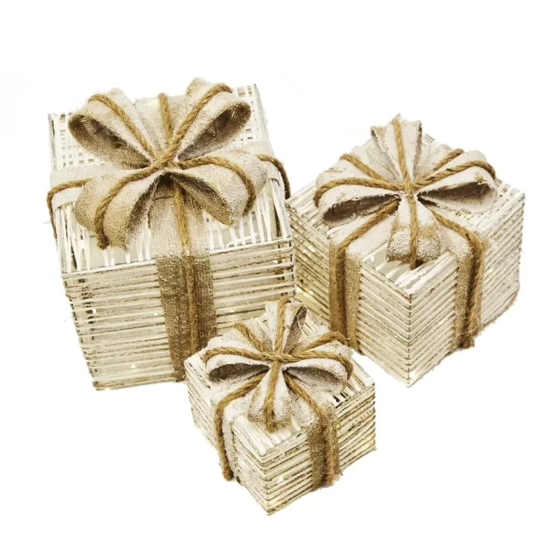 Nordic Winter Julepakker med lys, sæt af 3 natur 230V