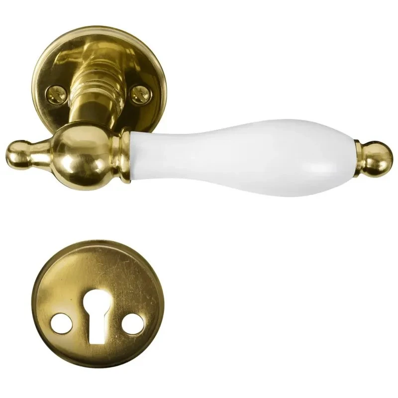 Home-it dørgreb 13352 i massiv messing med hvidt træhåndtag (30–45 mm)