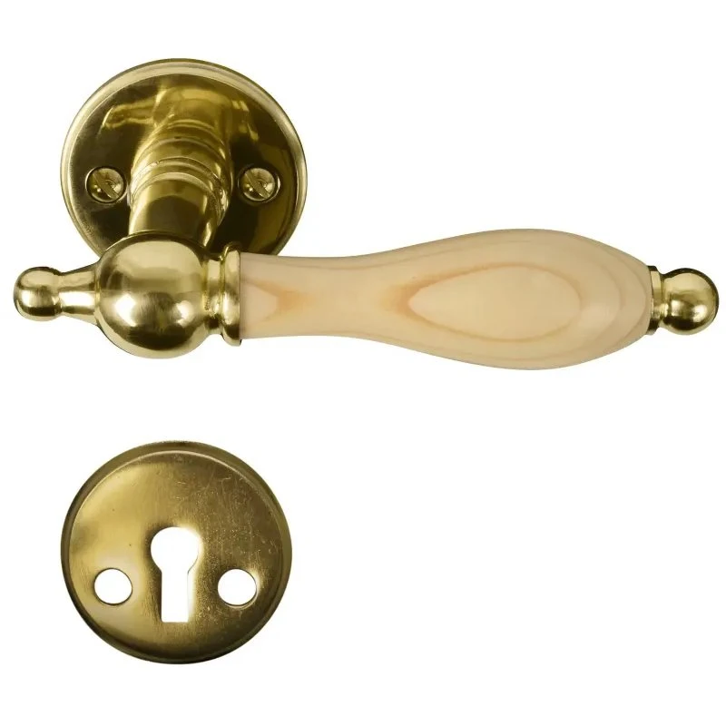 Home-it dørgreb i massiv messing med træhåndtag (30-45 mm)