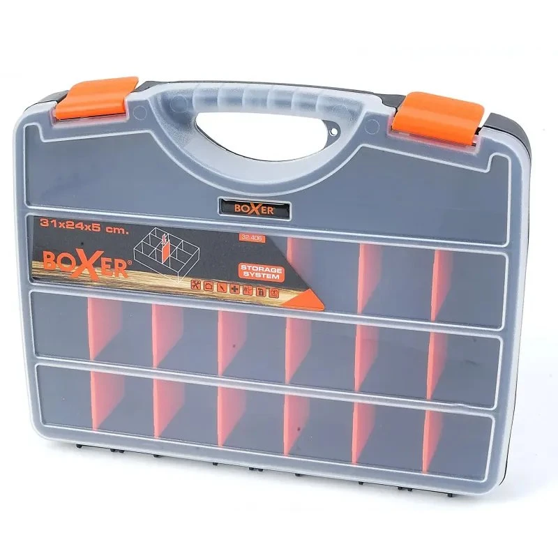 Boxer Sortimentsboks 21 rum, sort, justerbare skillerum 31x24x5 cm