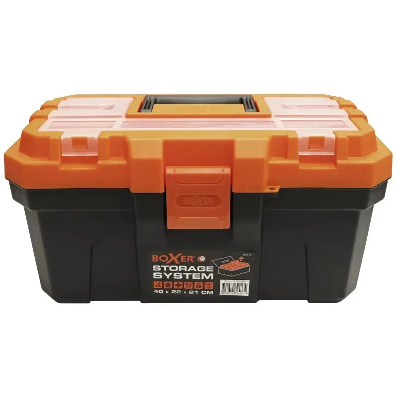 Boxer Værktøjskasse plast 16" (40 cm) - Sort/Orange