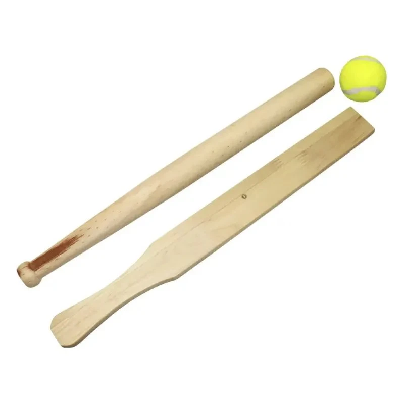 HOME It rundboldsæt i træ med bat, bold og pose