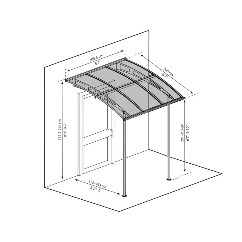 PALRAM Vega 2000 dørbaldakin, grå (540-112)