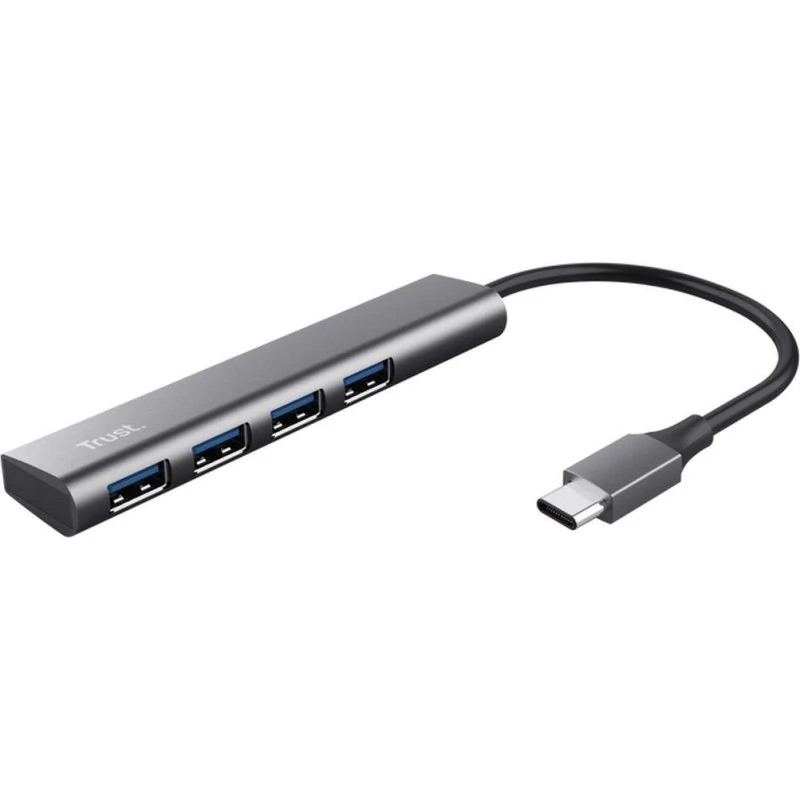 Trust 24948 USB-C til 4x USB-A 3.2 Gen 1 hub, grå 10 cm