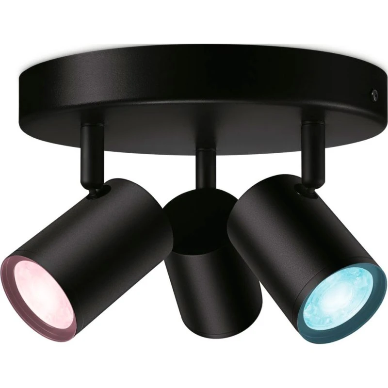 WiZ Imageo rund 3-spot loftlampe, dæmpbar, sort, farvet & hvidt lys
