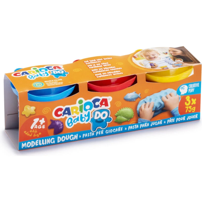 Carioca Baby Modellervoks 3x75g - Blå/Rød/Gul