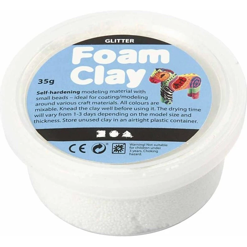 Foam Clay® glitter hvid 35 g