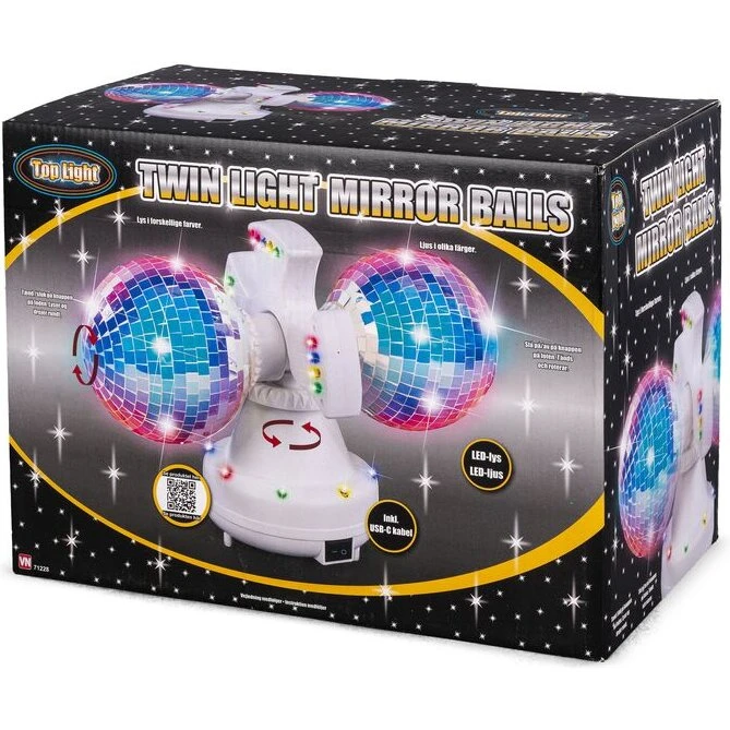 Top Light Twin kugler med rainbow LED, 2x13 cm, USB-C