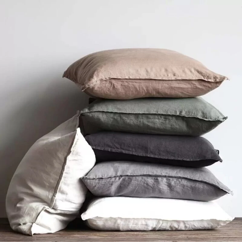 Tell Me More - Pudebetræk i hør 50x50 cm - Grå/Hvid