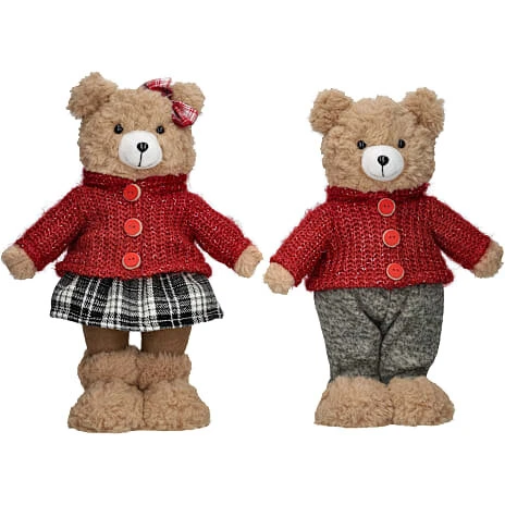 Julefryd plysbamse med tøj, 31 cm (assort.)