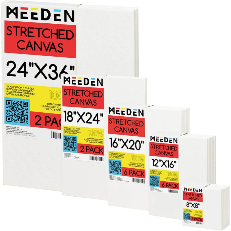 MEEDEN 100% Cotton Stretched Canvas (stretchet lærred)