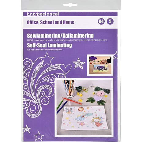 Koldlamineringsark 5 stk A4 (selvklæbende)