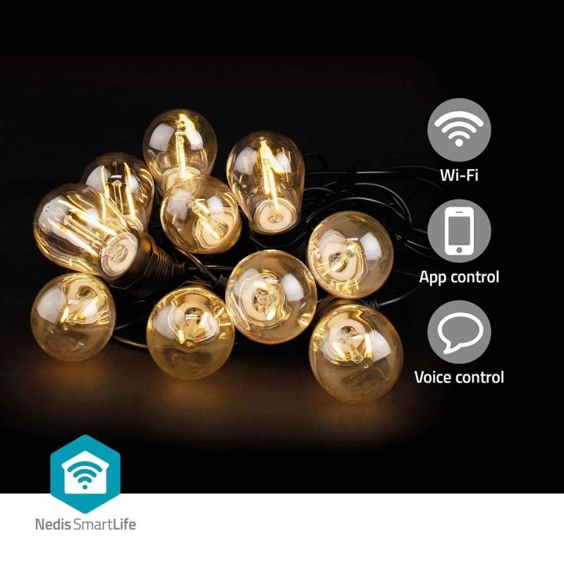 Nedis SmartLife lyskæde 10 LED Wi‑Fi 9 m – Varm hvid