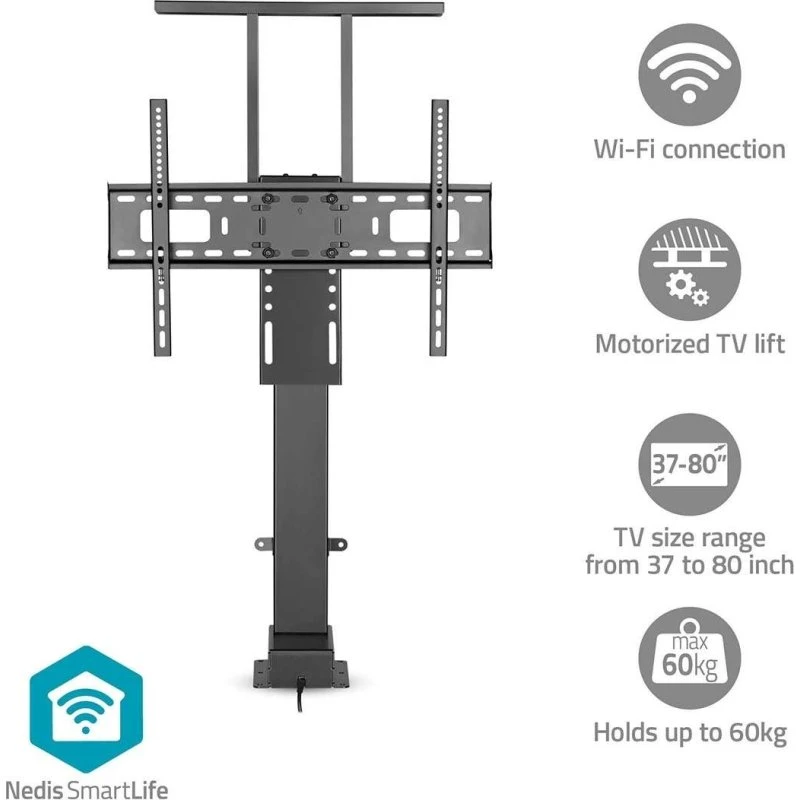 Nedis Motoriseret TV-lift 37–80" Wi‑Fi | 60 kg | Skabsdesign