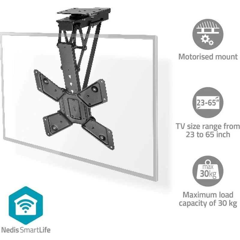 Nedis Motoriseret TV-loftbeslag 23–65'' Wi‑Fi, 30 kg, Sort