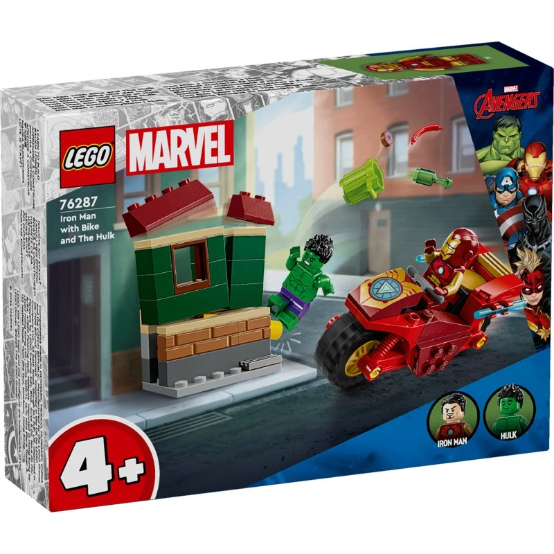 LEGO® Marvel 76287 Iron Man med motorcykel og Hulk, 68 dele