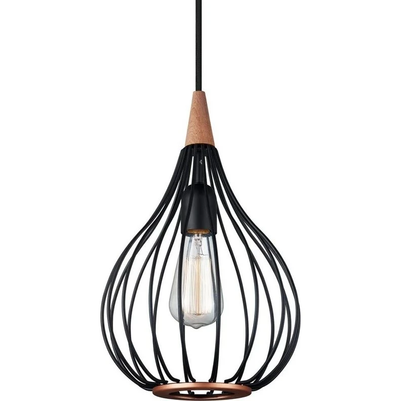 Halo Design Drops Pendel Ø23 Sort/Mørkt træ