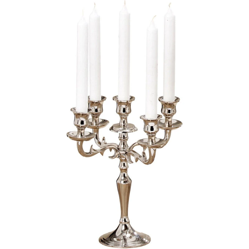 Varas 5-armet lysestage i aluminium, sølv 26 cm