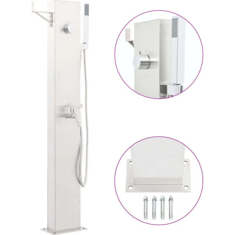 vidaXL brusesøjle til havebruser 110 cm, rustfrit stål