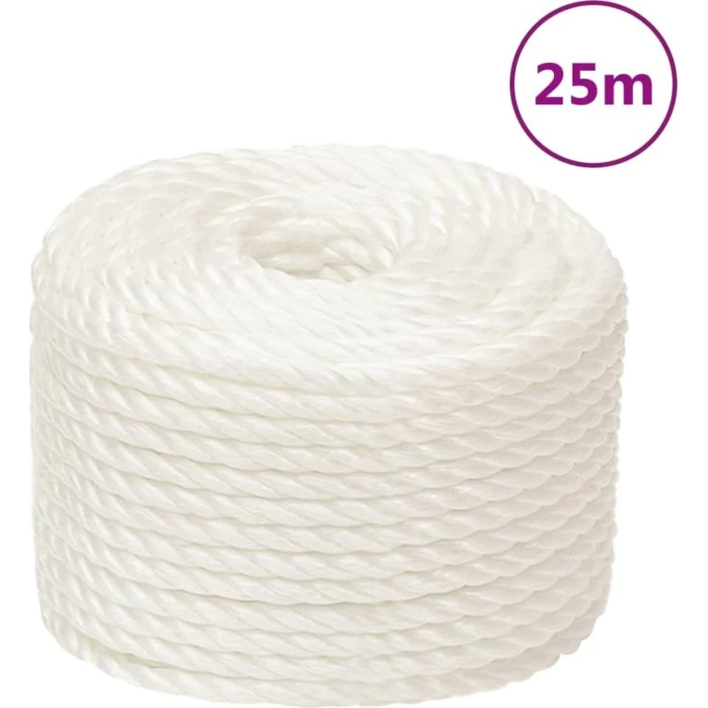 vidaXL arbejdsreb 10 mm 25 m polypropylen hvid