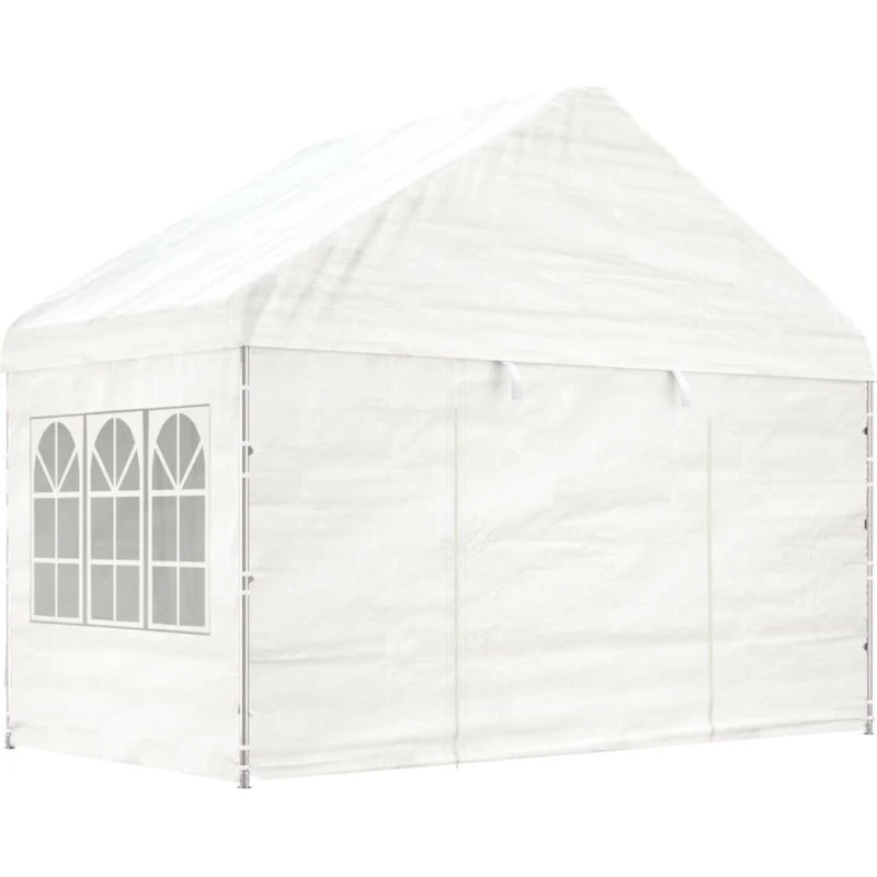 Pavillon med tag 4,08x2,23x3,22 m – hvid polyethylen