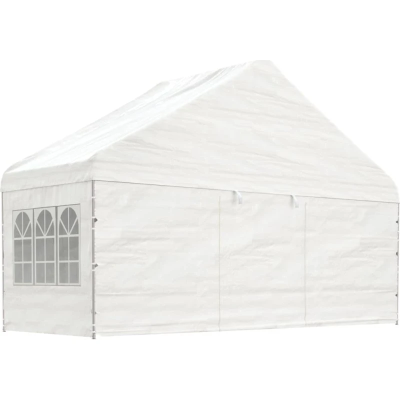 vidaXL pavillon med tag 5,88x2,23x3,75 m PE hvid