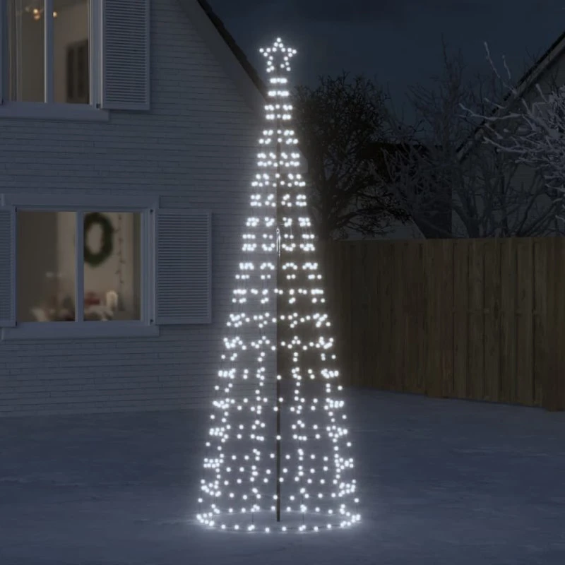 vidaXL LED-juletræ med spyd 570 LED, 300 cm, kold hvid