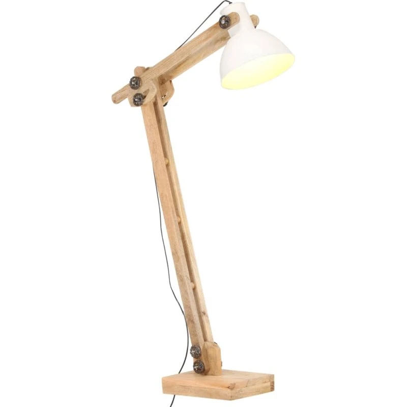 vidaXL gulvlampe E27 massivt mangotræ hvid